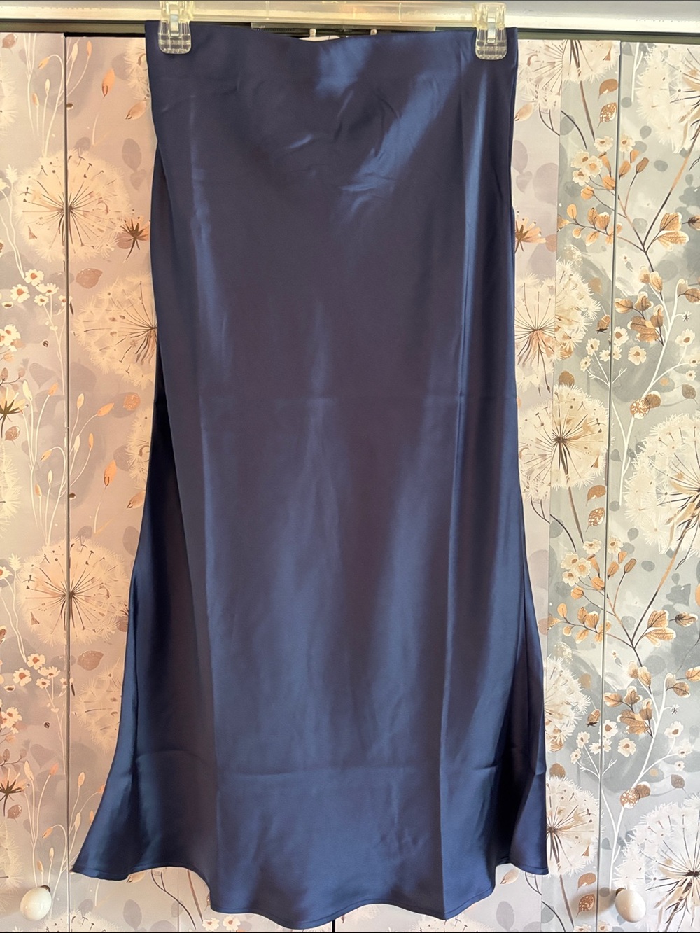 Double Zero Midnight Blue Satin Slip Skirt
